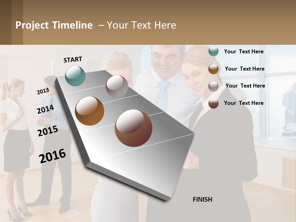 A Group Of Business People Looking At A Piece Of Paper PowerPoint Template