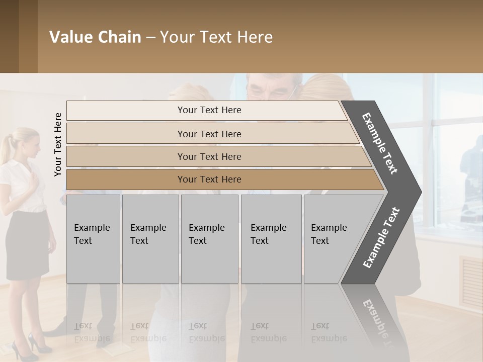 A Group Of Business People Looking At A Piece Of Paper PowerPoint Template
