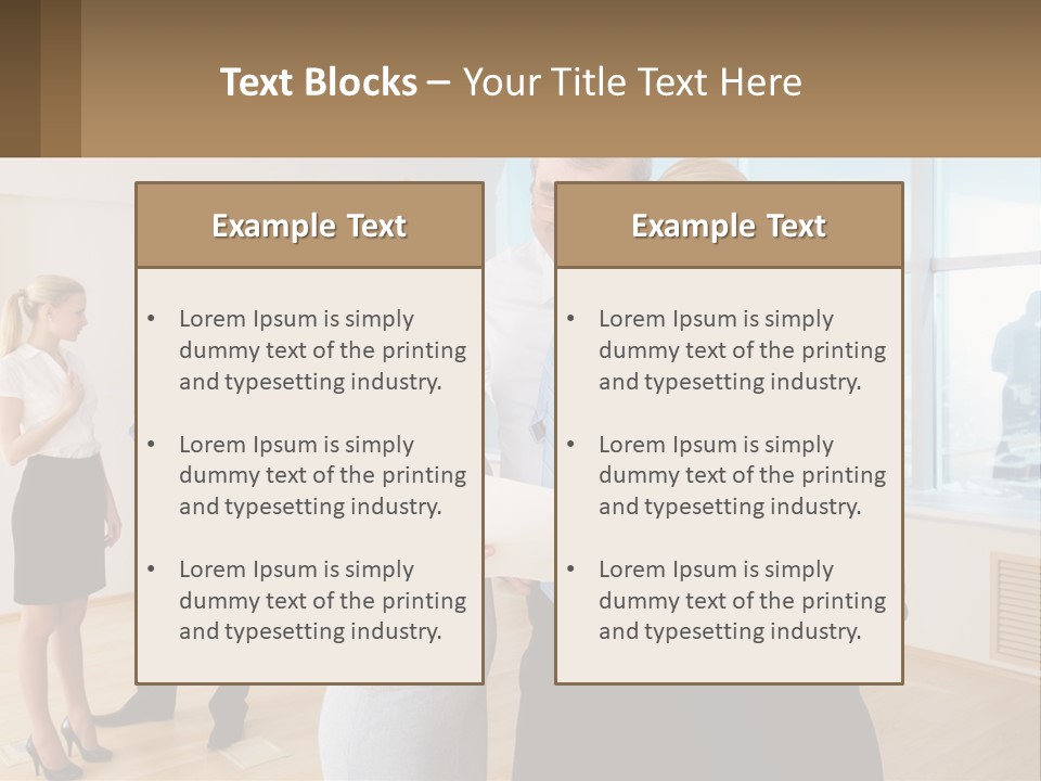 A Group Of Business People Looking At A Piece Of Paper PowerPoint Template