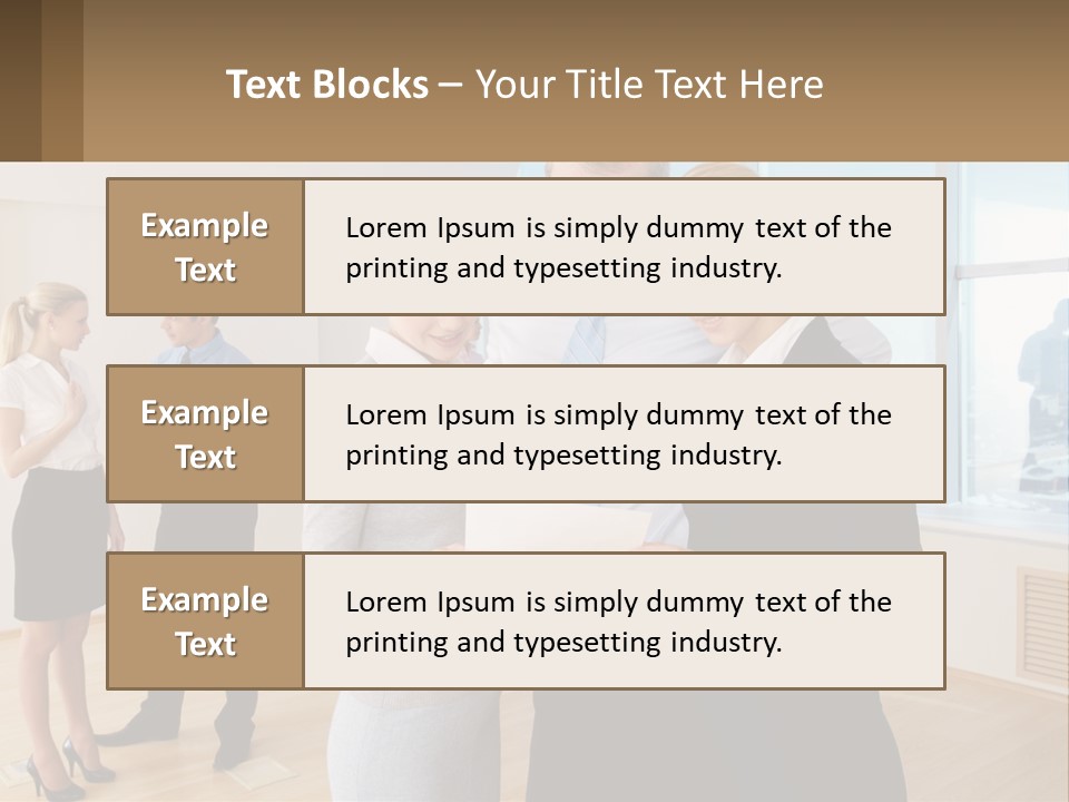 A Group Of Business People Looking At A Piece Of Paper PowerPoint Template