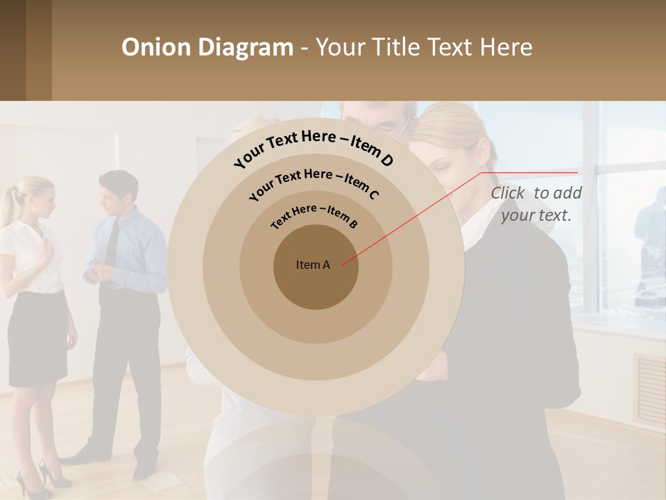 A Group Of Business People Looking At A Piece Of Paper PowerPoint Template