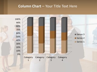 A Group Of Business People Looking At A Piece Of Paper PowerPoint Template