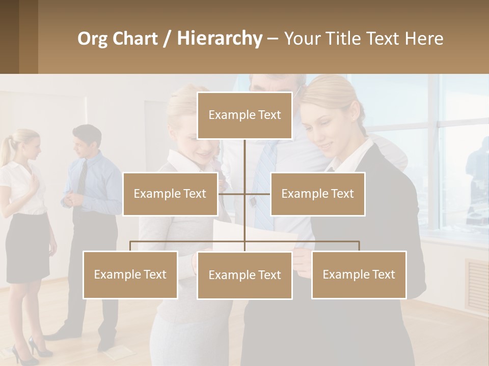 A Group Of Business People Looking At A Piece Of Paper PowerPoint Template