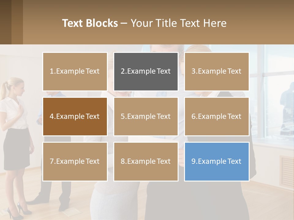 A Group Of Business People Looking At A Piece Of Paper PowerPoint Template