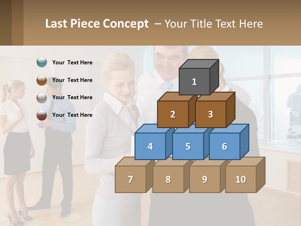 A Group Of Business People Looking At A Piece Of Paper PowerPoint Template