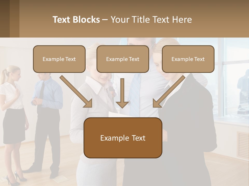 A Group Of Business People Looking At A Piece Of Paper PowerPoint Template