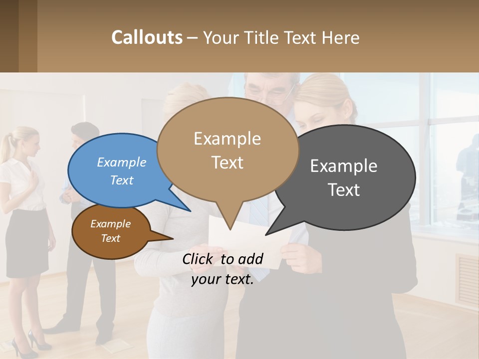A Group Of Business People Looking At A Piece Of Paper PowerPoint Template