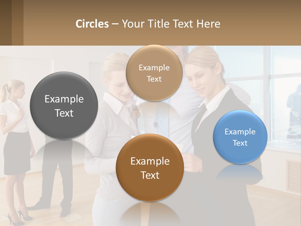 A Group Of Business People Looking At A Piece Of Paper PowerPoint Template