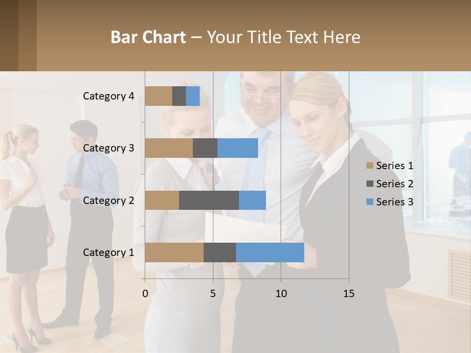 A Group Of Business People Looking At A Piece Of Paper PowerPoint Template