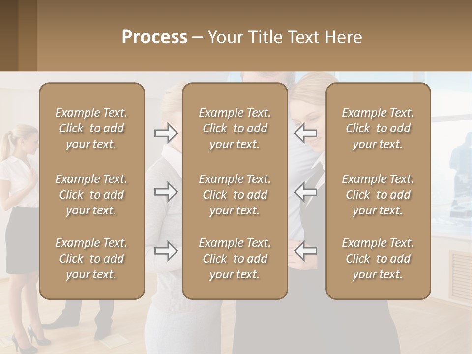 A Group Of Business People Looking At A Piece Of Paper PowerPoint Template