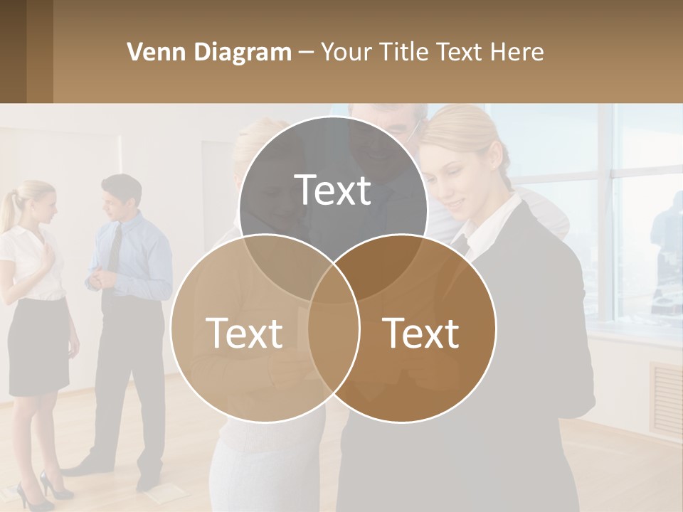 A Group Of Business People Looking At A Piece Of Paper PowerPoint Template