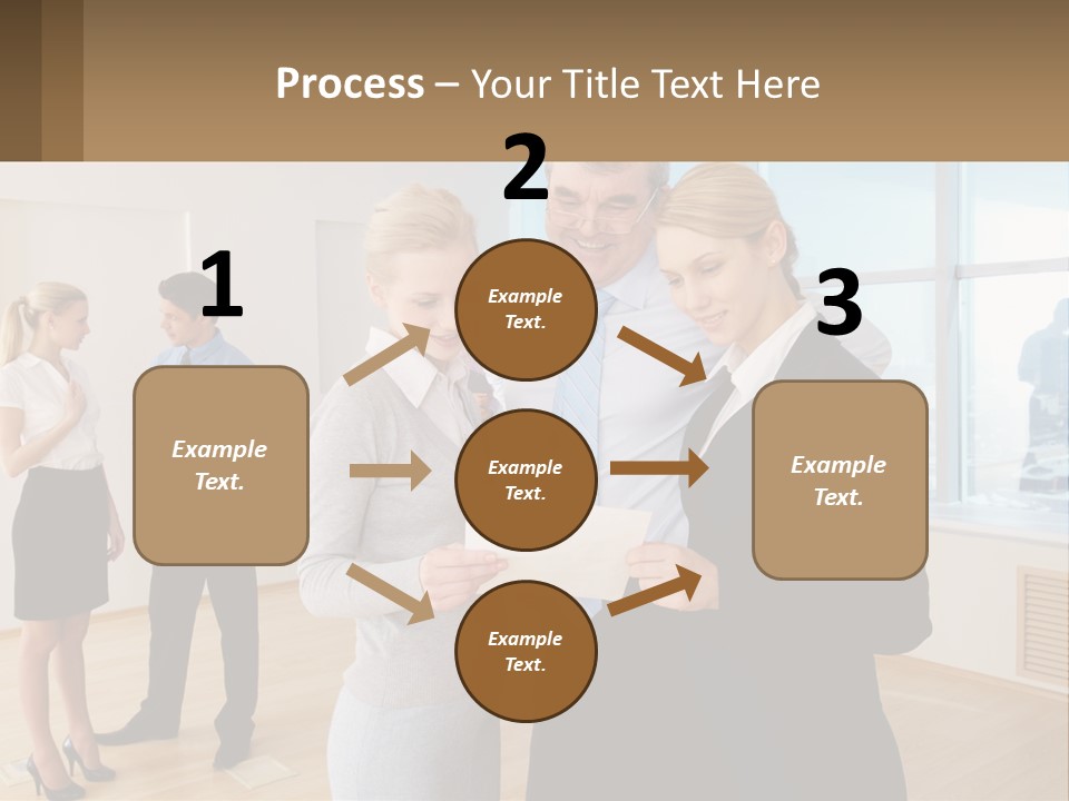 A Group Of Business People Looking At A Piece Of Paper PowerPoint Template