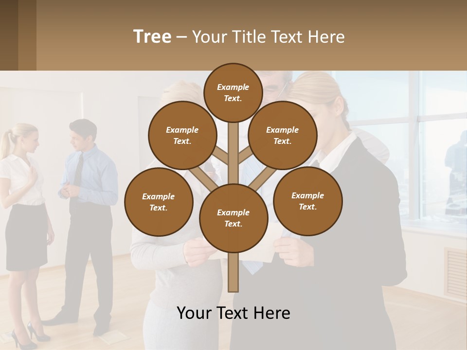 A Group Of Business People Looking At A Piece Of Paper PowerPoint Template