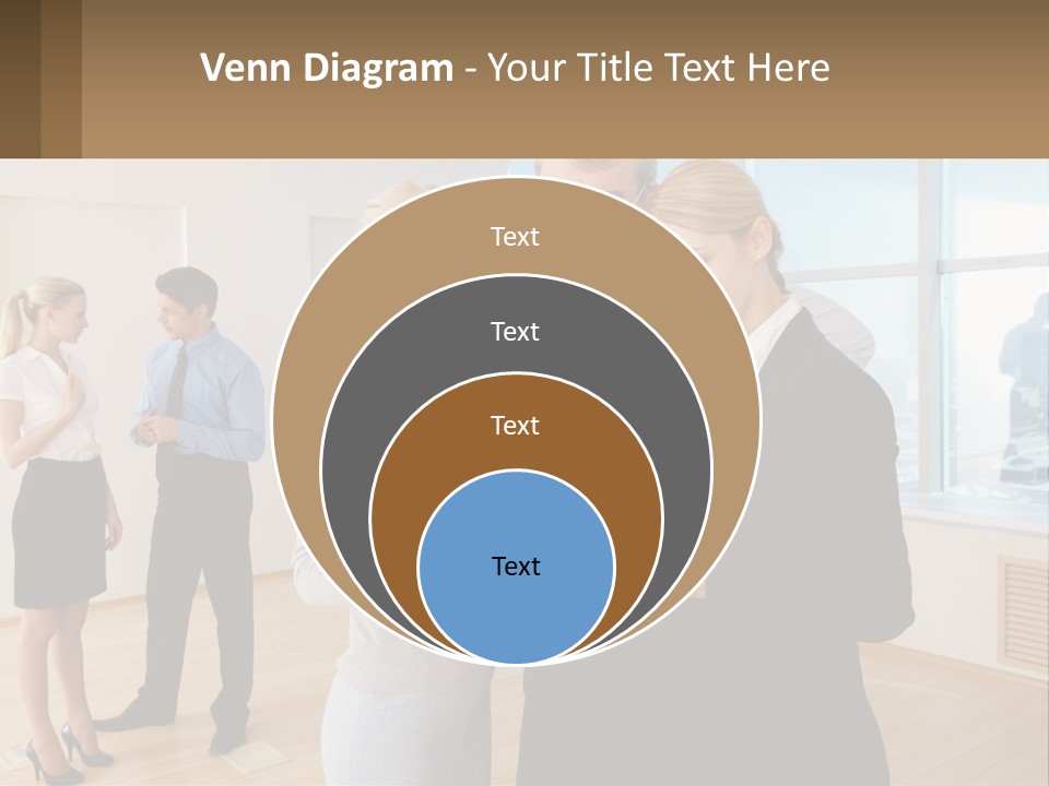 A Group Of Business People Looking At A Piece Of Paper PowerPoint Template