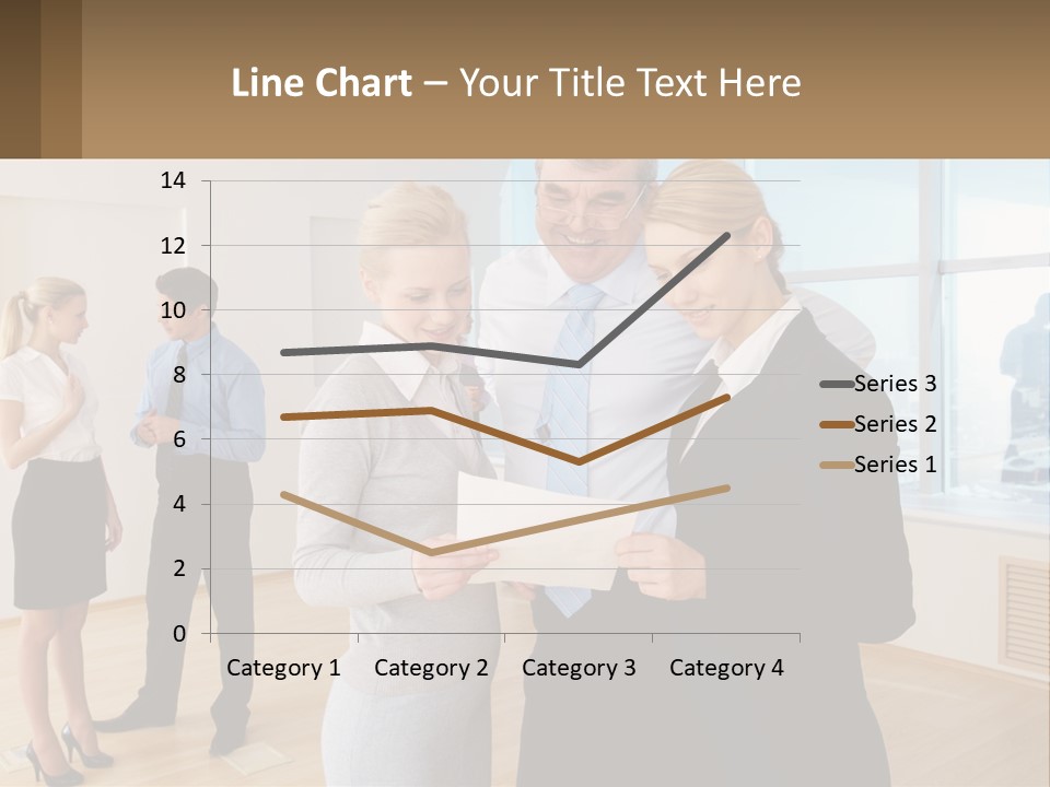 A Group Of Business People Looking At A Piece Of Paper PowerPoint Template