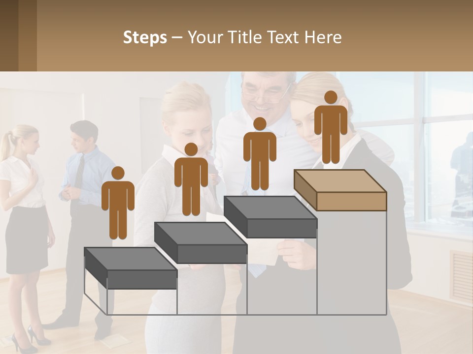 A Group Of Business People Looking At A Piece Of Paper PowerPoint Template