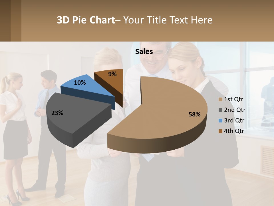 A Group Of Business People Looking At A Piece Of Paper PowerPoint Template