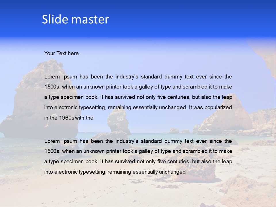 A Rocky Beach With A Rock Formation In The Background PowerPoint Template