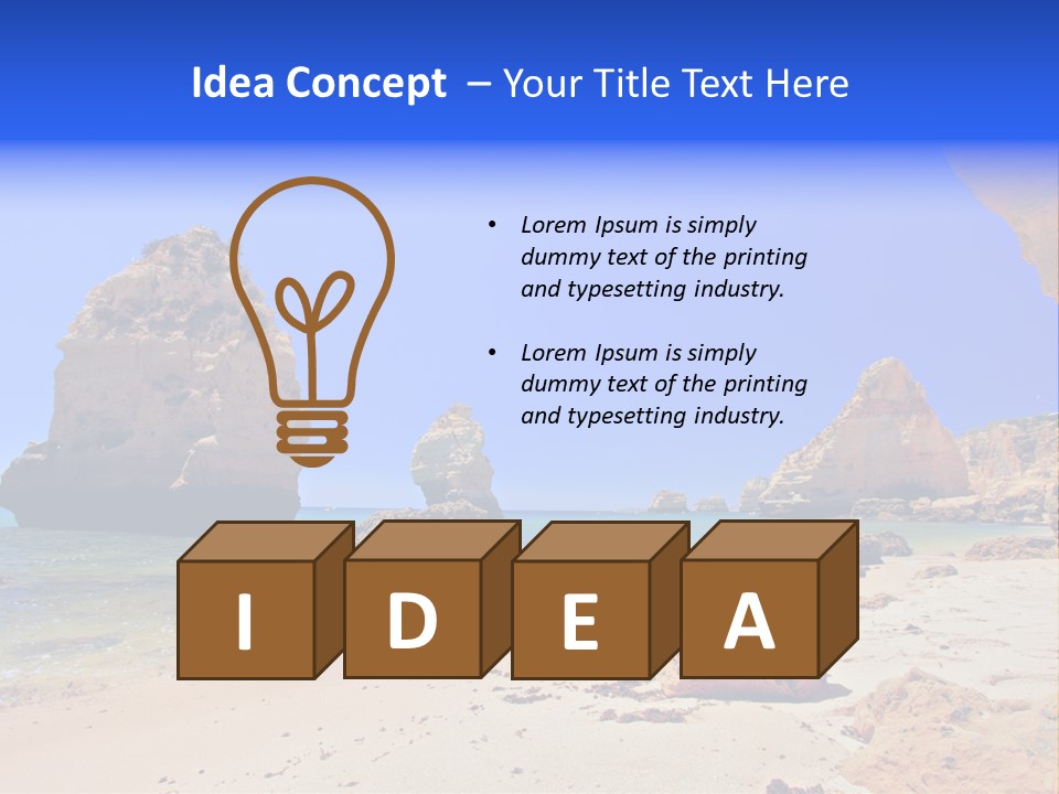 A Rocky Beach With A Rock Formation In The Background PowerPoint Template