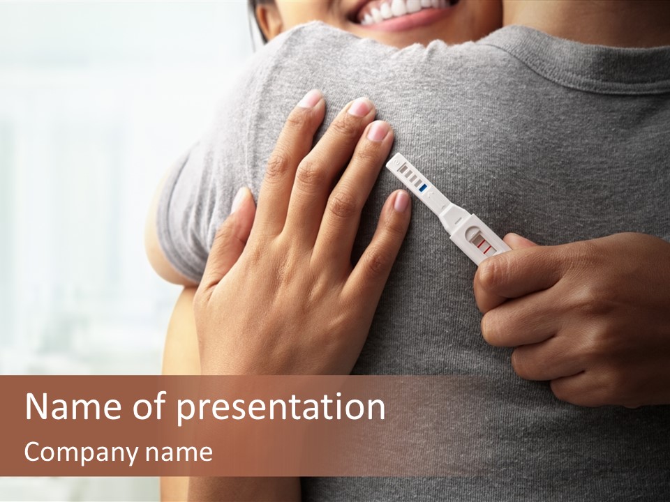 A Woman Holding A Man With A Thermometer In Her Hand PowerPoint Template