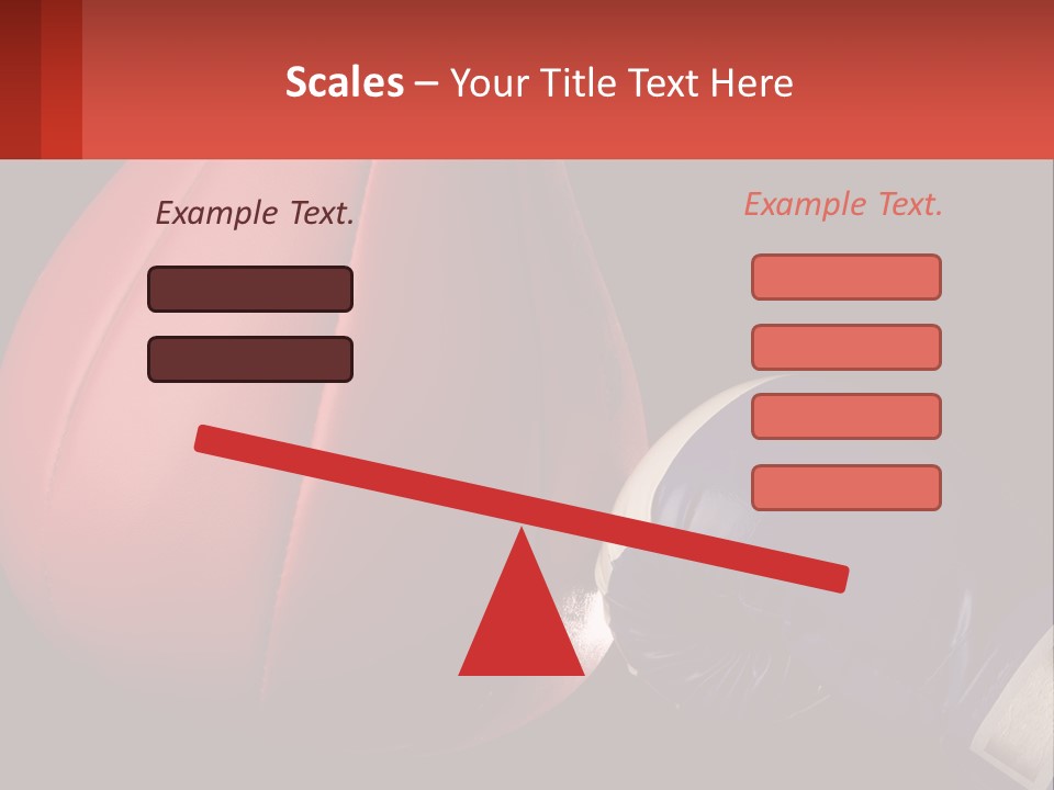 A Red And Blue Boxing Glove Next To A Red Punching Bag PowerPoint Template