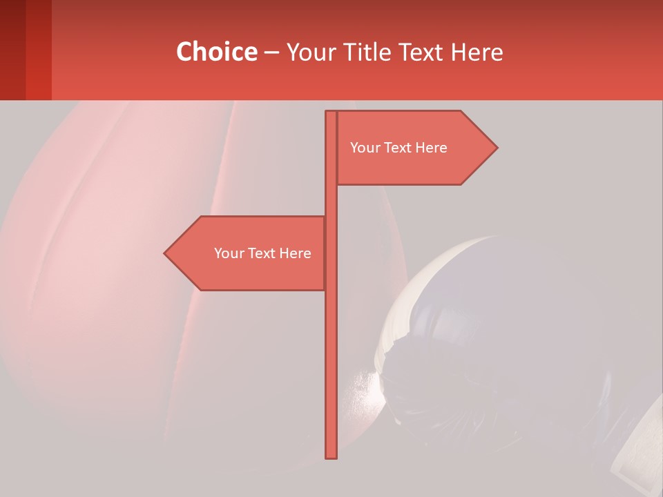 A Red And Blue Boxing Glove Next To A Red Punching Bag PowerPoint Template