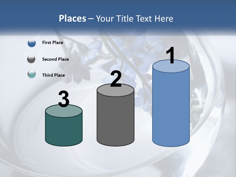 A Glass Vase Filled With Blue Flowers On Top Of A Table PowerPoint Template