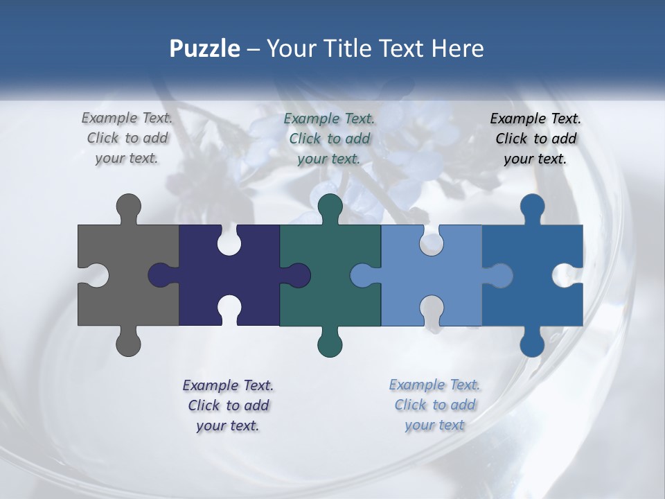 A Glass Vase Filled With Blue Flowers On Top Of A Table PowerPoint Template