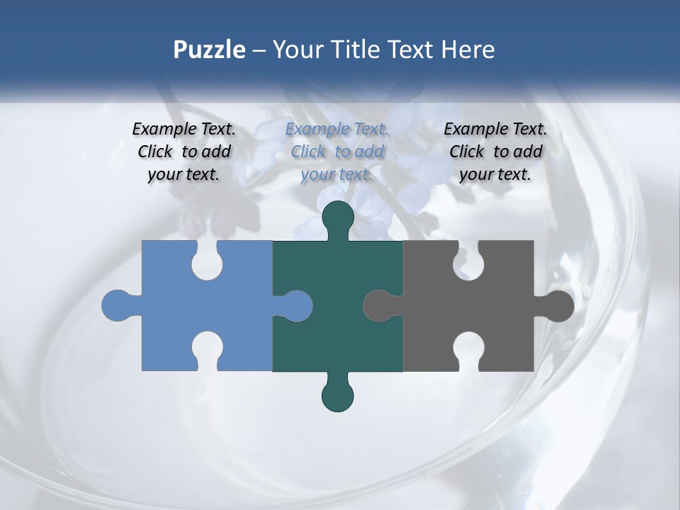 A Glass Vase Filled With Blue Flowers On Top Of A Table PowerPoint Template