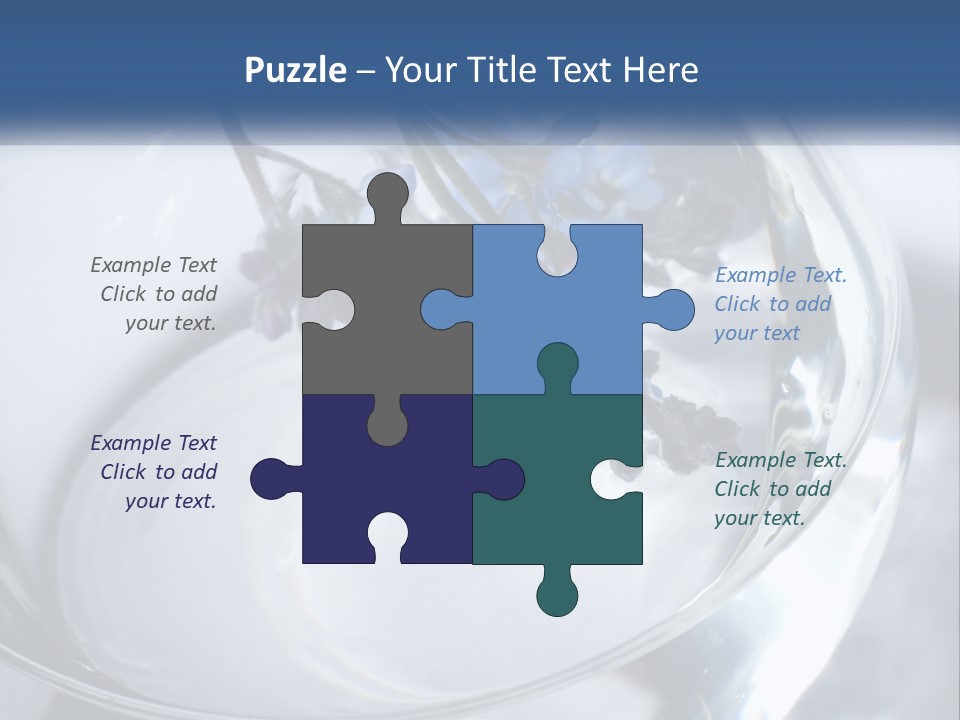 A Glass Vase Filled With Blue Flowers On Top Of A Table PowerPoint Template