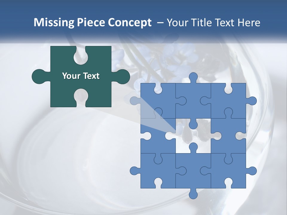 A Glass Vase Filled With Blue Flowers On Top Of A Table PowerPoint Template