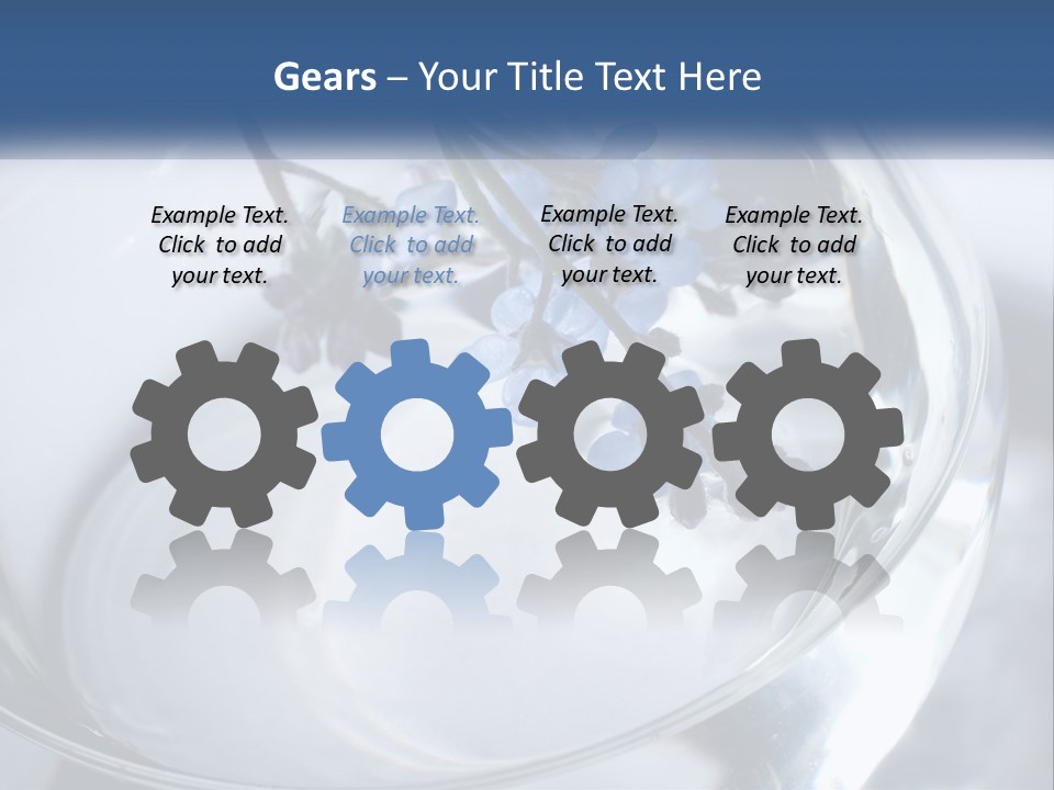 A Glass Vase Filled With Blue Flowers On Top Of A Table PowerPoint Template