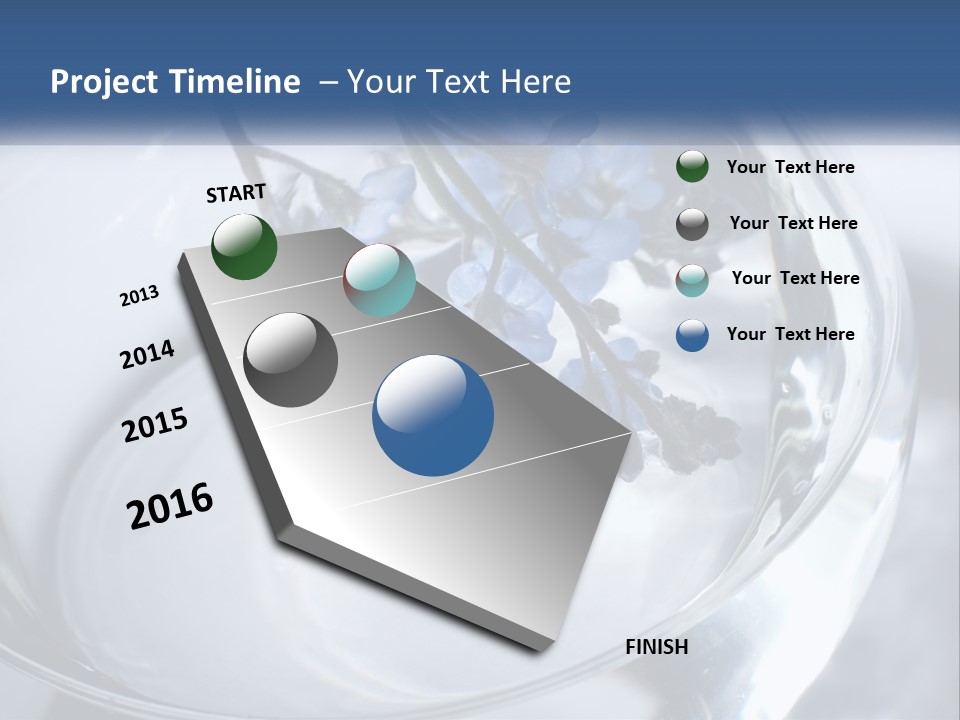 A Glass Vase Filled With Blue Flowers On Top Of A Table PowerPoint Template