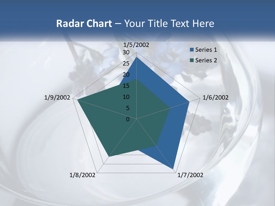 A Glass Vase Filled With Blue Flowers On Top Of A Table PowerPoint Template