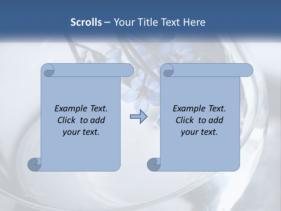 A Glass Vase Filled With Blue Flowers On Top Of A Table PowerPoint Template