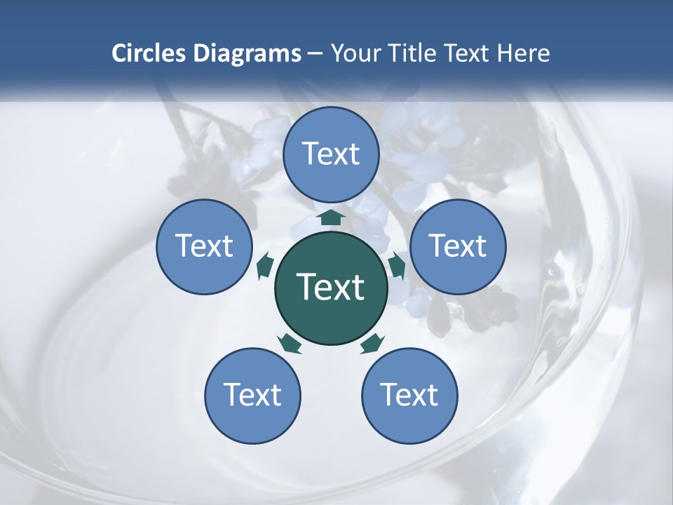 A Glass Vase Filled With Blue Flowers On Top Of A Table PowerPoint Template