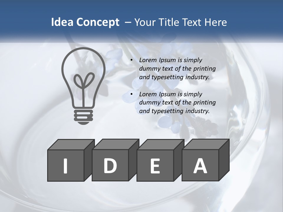 A Glass Vase Filled With Blue Flowers On Top Of A Table PowerPoint Template