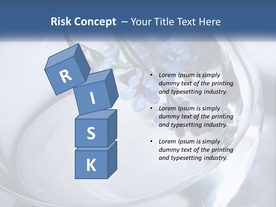 A Glass Vase Filled With Blue Flowers On Top Of A Table PowerPoint Template