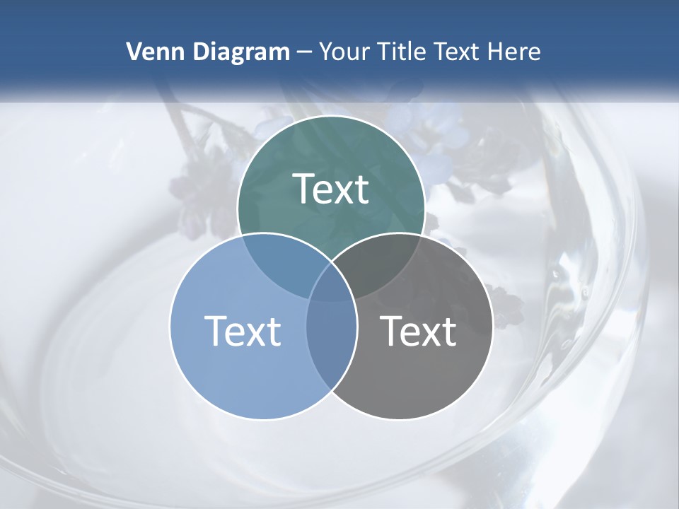 A Glass Vase Filled With Blue Flowers On Top Of A Table PowerPoint Template