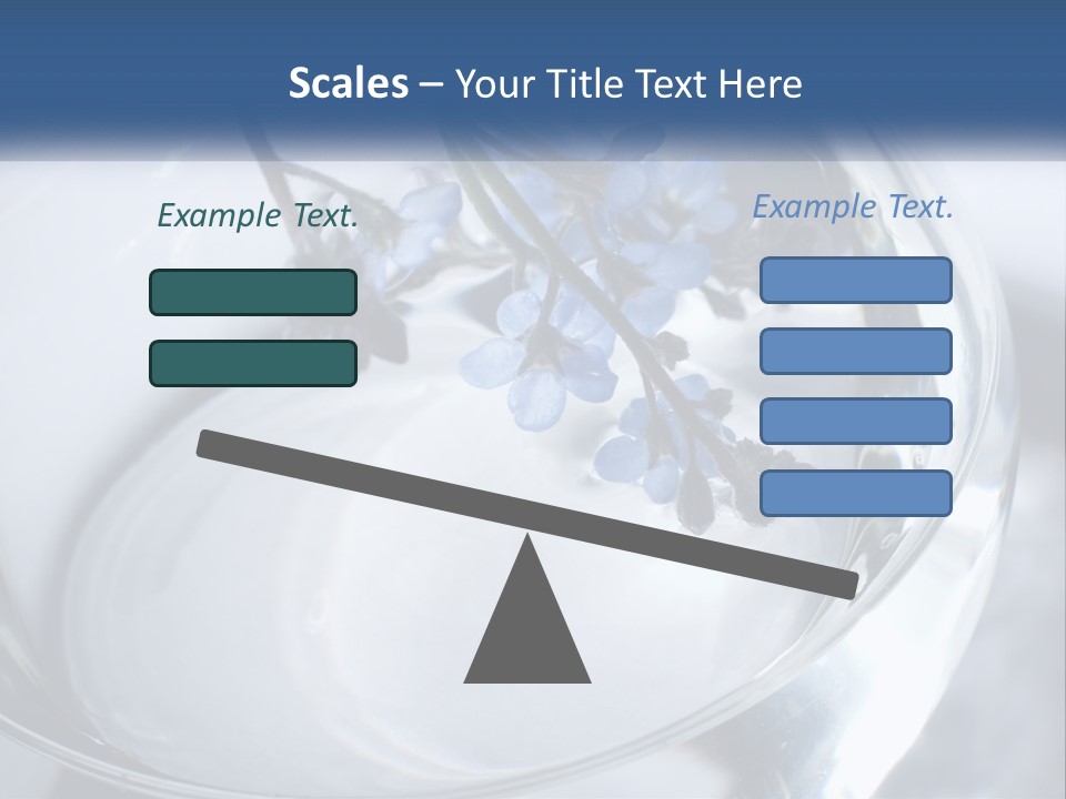 A Glass Vase Filled With Blue Flowers On Top Of A Table PowerPoint Template