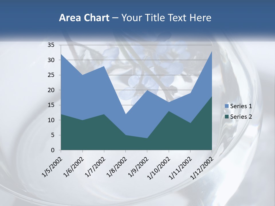 A Glass Vase Filled With Blue Flowers On Top Of A Table PowerPoint Template