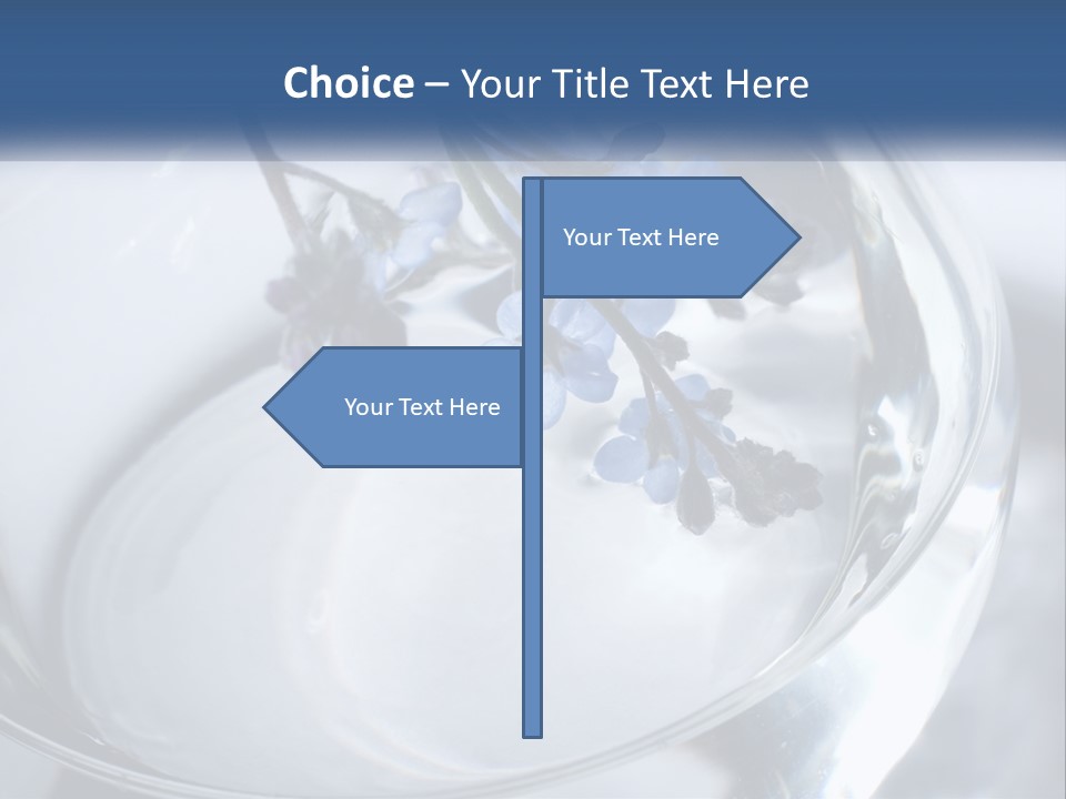 A Glass Vase Filled With Blue Flowers On Top Of A Table PowerPoint Template
