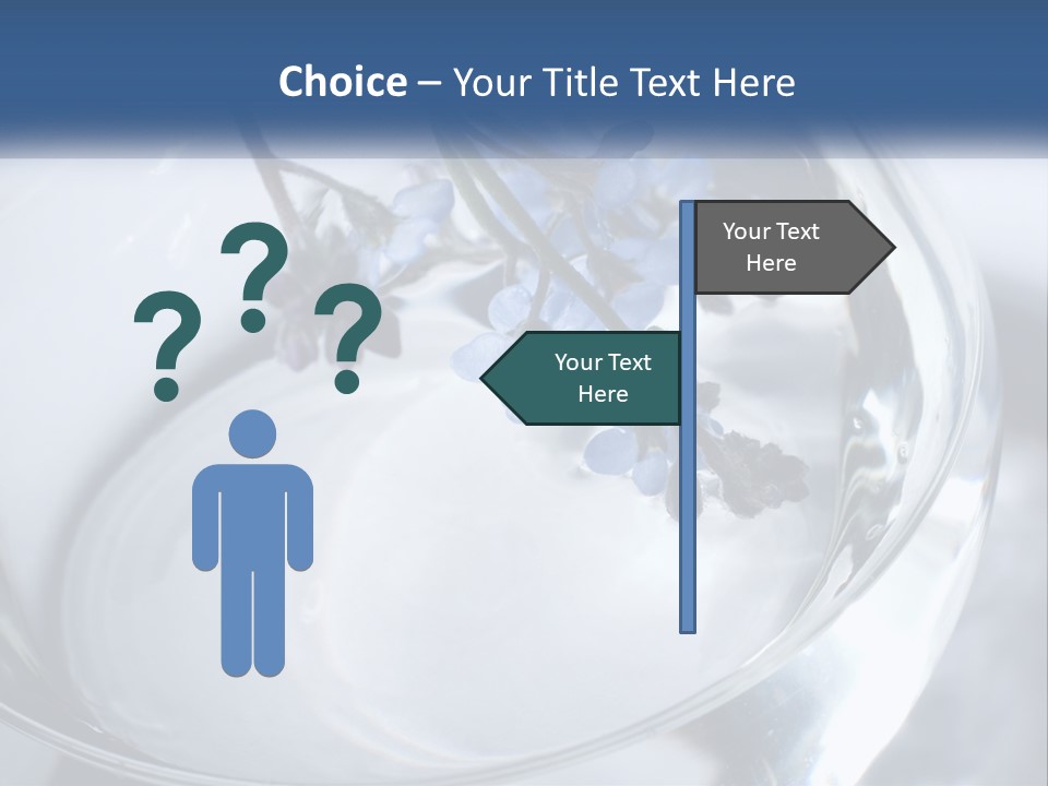 A Glass Vase Filled With Blue Flowers On Top Of A Table PowerPoint Template