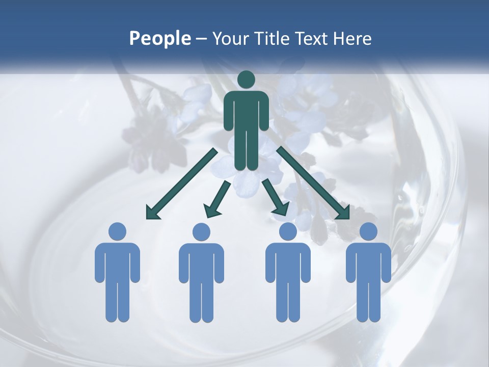 A Glass Vase Filled With Blue Flowers On Top Of A Table PowerPoint Template