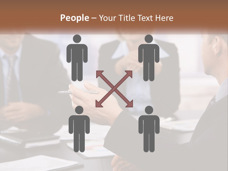 A Group Of Business People Sitting Around A Table PowerPoint Template