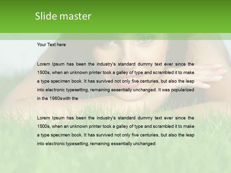 A Woman Laying In The Grass With Her Hands On Her Chest PowerPoint Template