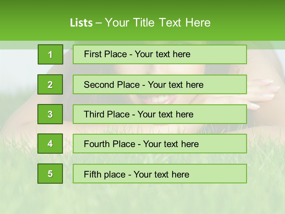 A Woman Laying In The Grass With Her Hands On Her Chest PowerPoint Template