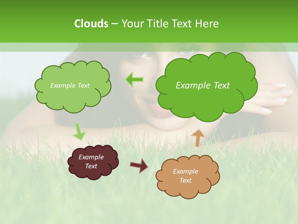 A Woman Laying In The Grass With Her Hands On Her Chest PowerPoint Template