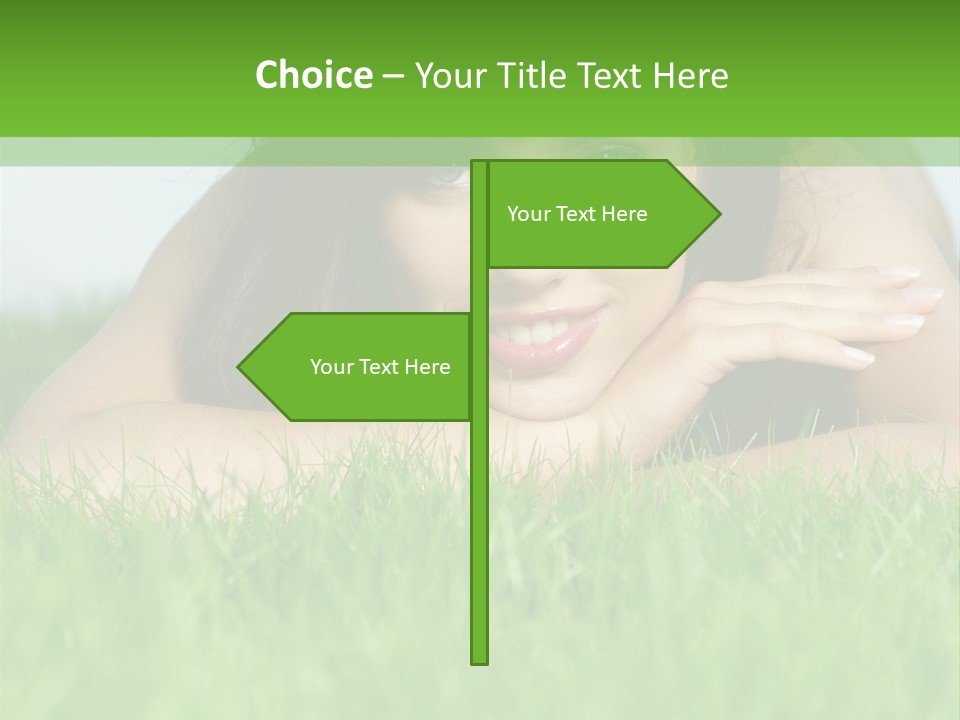 A Woman Laying In The Grass With Her Hands On Her Chest PowerPoint Template