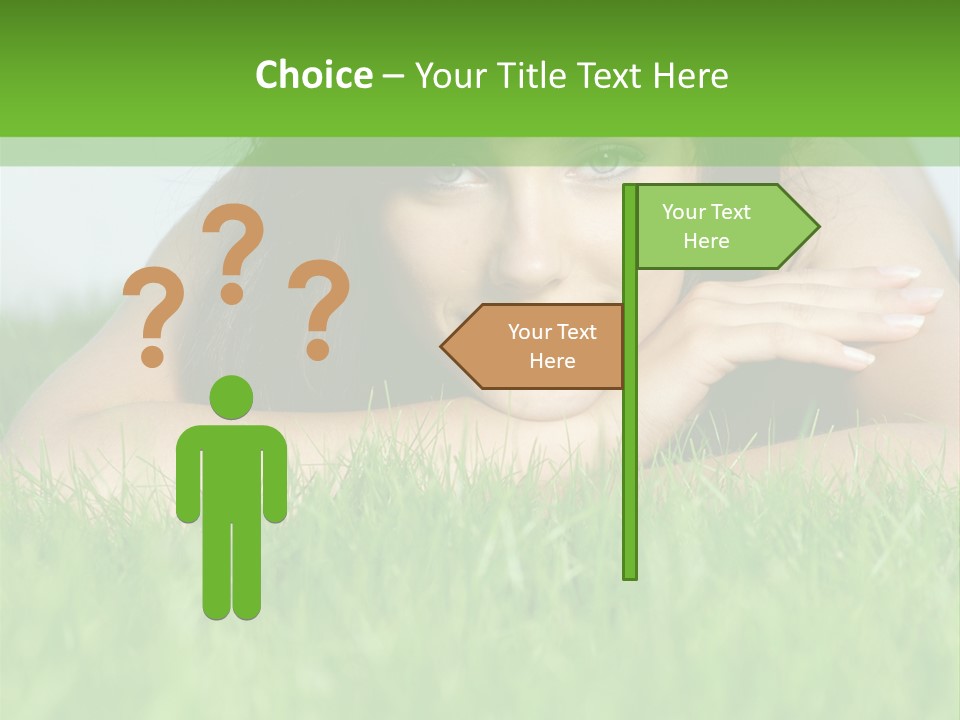A Woman Laying In The Grass With Her Hands On Her Chest PowerPoint Template